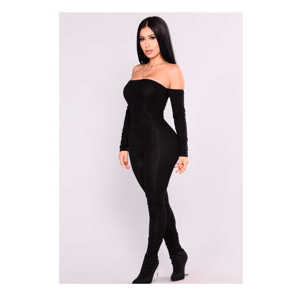 Black off the shoulder jumpsuit
